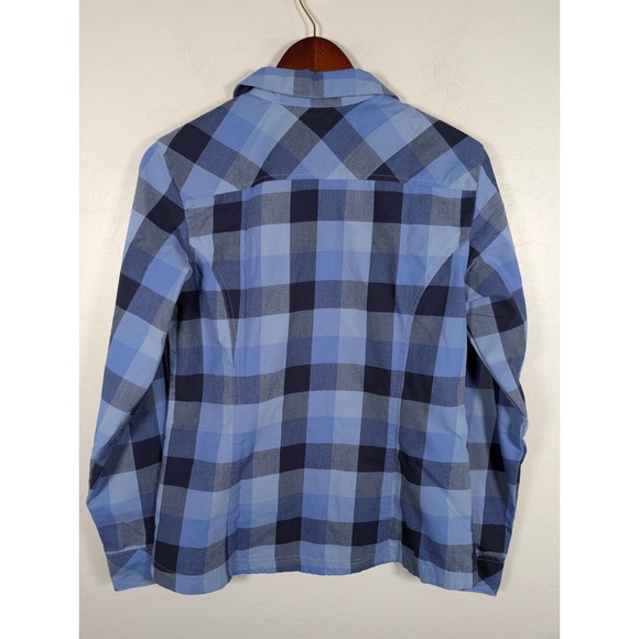 Columbia Blouse Womens Medium Shirt Blue Plaid Pockets Long Sleeve Outdoor - Picture 2 of 11